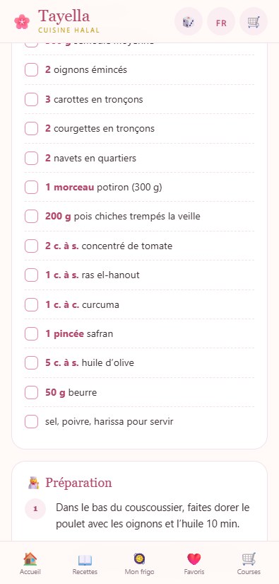 Les ingrédients et les portions
